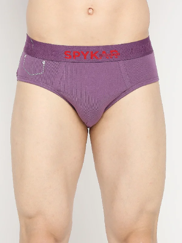 Cotton - blend men's briefs for added stretchUnderjeans By Spykar Men Premium Dull Purple Cotton Blend Brief