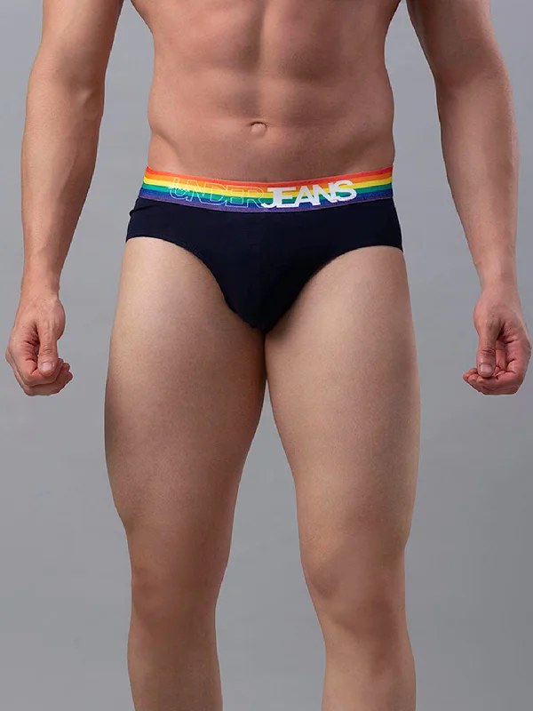 Antimicrobial men's briefs for hygieneMen Premium Cotton Blend Navy-Multi Brief- Underjeans By Spykar