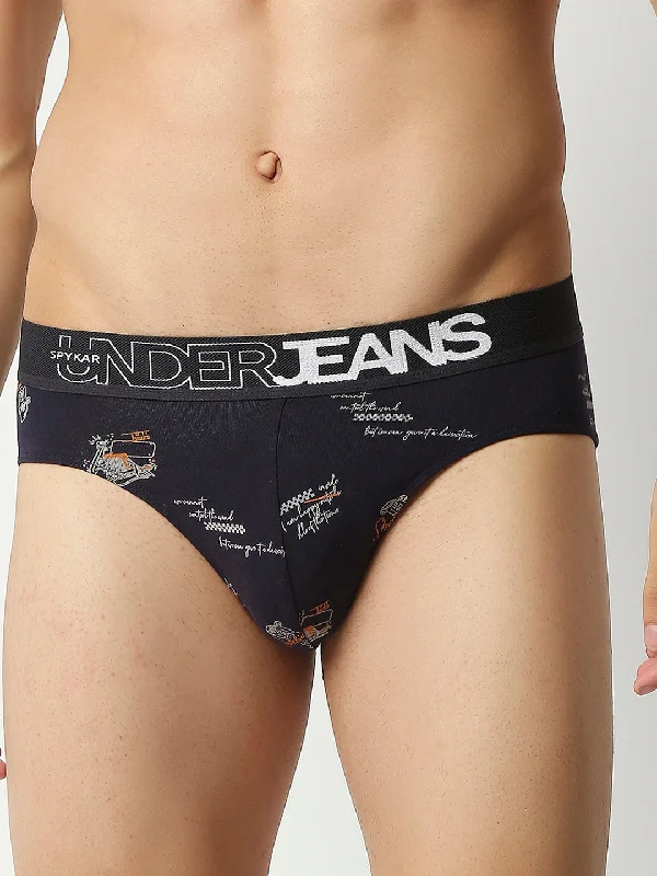 Performance men's briefs for athletesMen Premium Navy Blue Cotton Blend Regular Fit Brief- Underjeans By Spykar