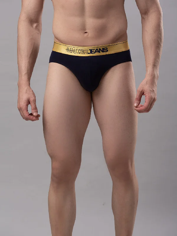 Low - cut men's briefs for a discreet appearanceUnderjeans By Spykar Men Premium Cotton Blend Navy Brief