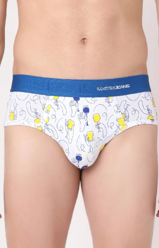 Organic men's briefs for an eco - friendly choiceMen Premium White Cotton Blend Brief- Underjeans By Spykar