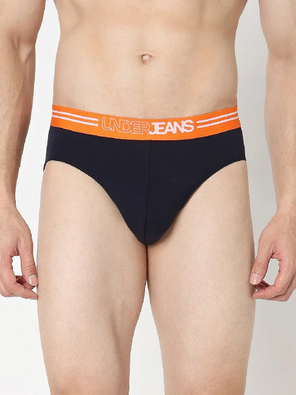 Cotton - blend men's briefs for added stretchUnderjeans by Spykar Men Premium Navy Brief