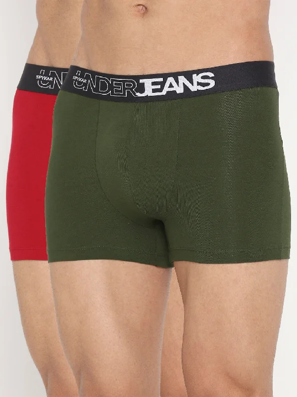 Mesh - back men's trunks for ventilationMen Premium Cotton Blend Assorted Trunk Pack Of 2 - Underjeans By Spykar