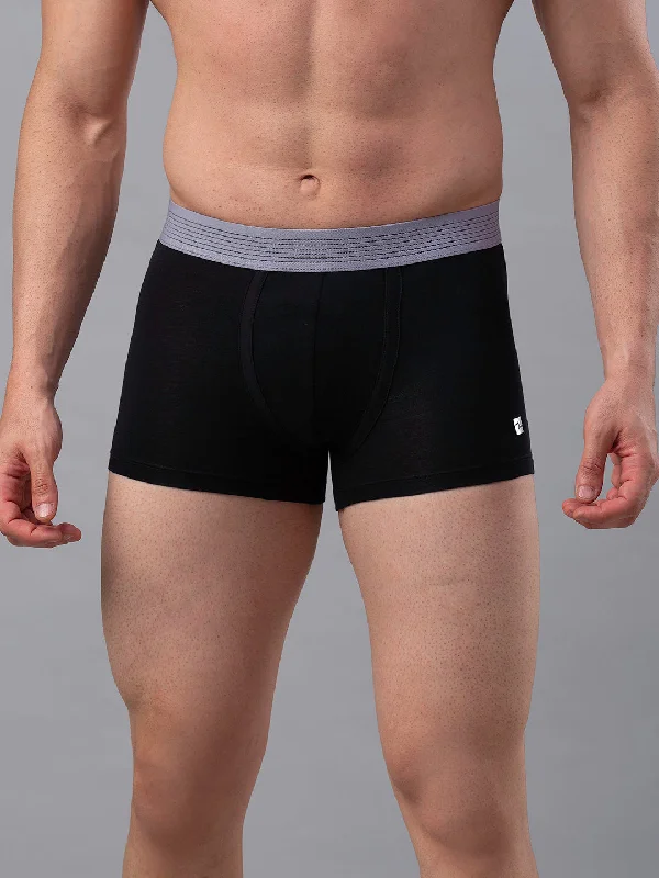 Solid - color men's trunks in various shadesMen Premium Black-Grey Cotton Blend Trunk- Underjeans By Spykar