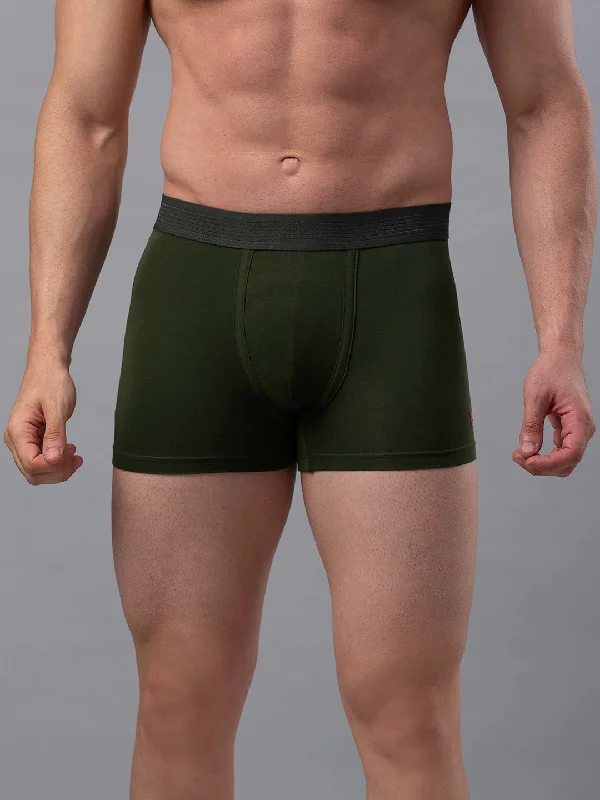 Solid - color men's trunks in various shadesUnderjeans By Spykar Men Premium Olive Cotton Blend Trunk