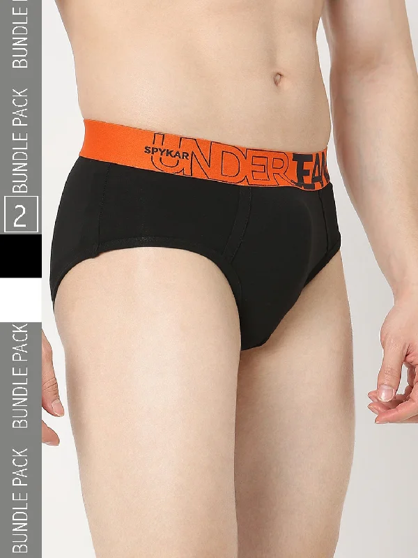 Seamless men's briefs for a smooth look under clothesUnderjeans by Spykar Men Premium Pack of 2 Black-White Brief