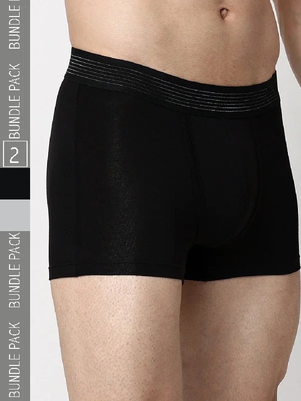 Mid - rise men's trunks for a balanced coverageMen Premium Cotton Blend Trunk Pack Of 2- Underjeans By Spykar
