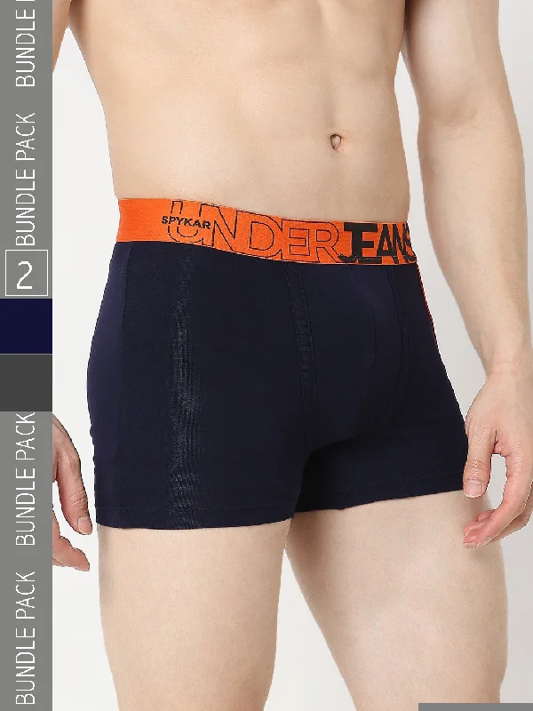 Moisture - wicking men's trunks for active useUnderjeans by Spykar Men Premium Pack of 2 Navy - Grey Trunk Moisture - wicking men's trunks for active useUnderjeans by Spykar Men Premium Pack of 2 Navy - Grey Trunk