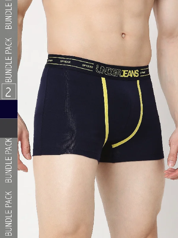Athletic - grade men's trunks for sportsUnderjeans by Spykar Men Premium Pack of 2 Navy - Dark Grey Trunk