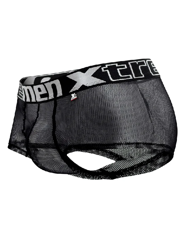 Mid - rise men's trunks for a balanced coverageXtremen 91135 Revealing Mesh Trunks Black