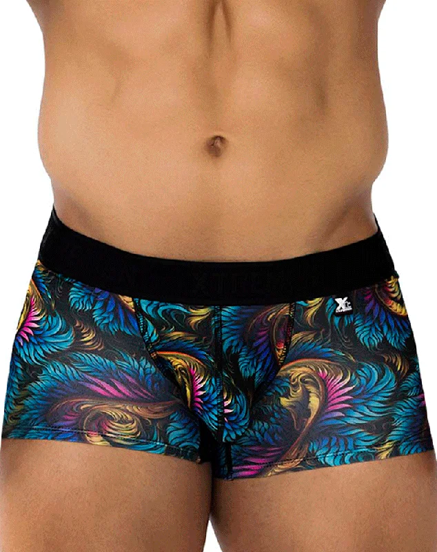 Men's trunks with a contoured pouch designXtremen 91173 Printed Trunks Leaves