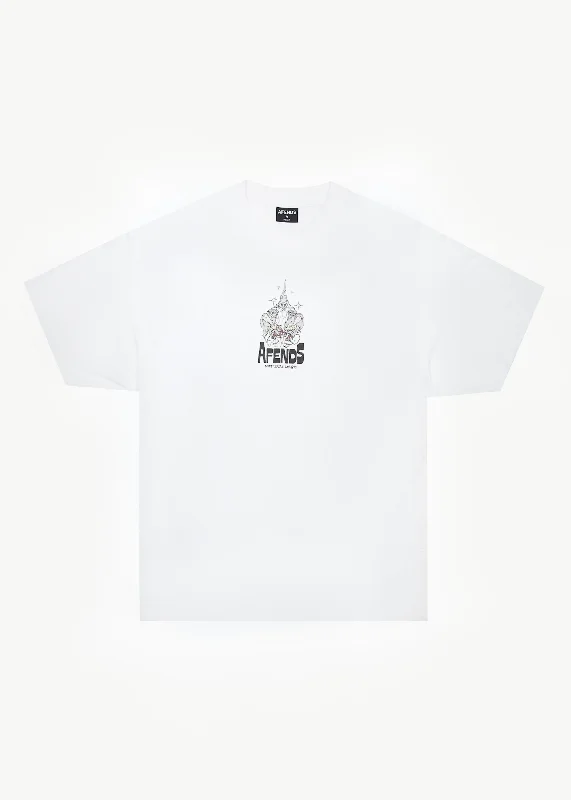 Men's distressed denim - look t - shirts with a rugged appealAFENDS Mens Magic Wizzo - Boxy T-Shirt - White