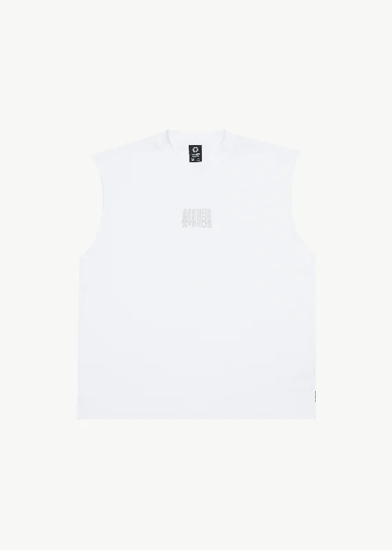 Men's slim - fit graphic t - shirts with vintage rock band printsAFENDS Mens Limits - Graphic Sleeveless T-Shirt - White