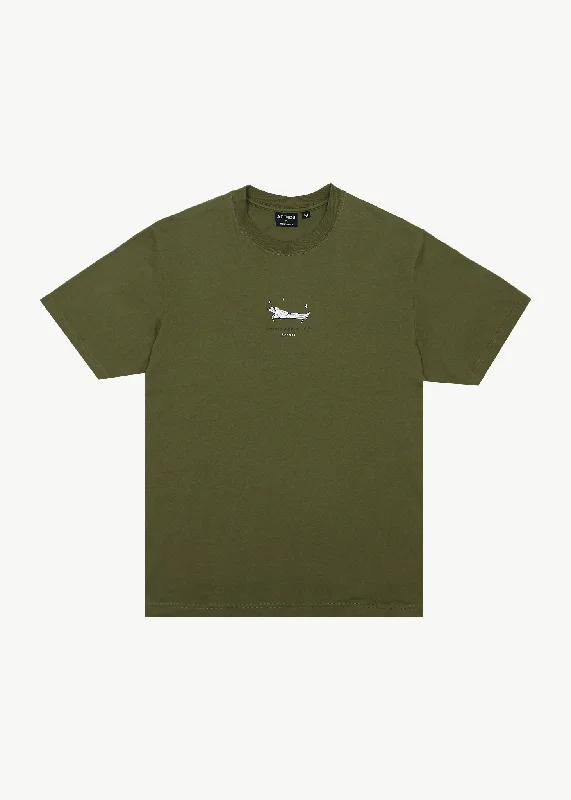 Men's mock - neck t - shirts with a modern and sleek styleAFENDS Mens Relaxed - Retro Fit Tee - Military