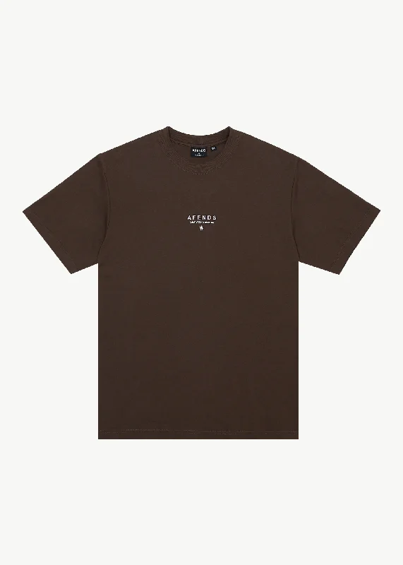 Men's short - sleeve linen t - shirts for summer beach outingsAFENDS Mens Space - Retro Fit Tee - Coffee