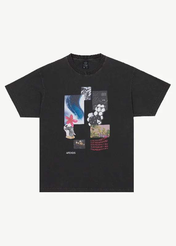 Men's smart - casual checkered t - shirts for semi - formal occasionsAFENDS Mens Under Pressure - Graphic Boxy T-Shirt - Stone Black