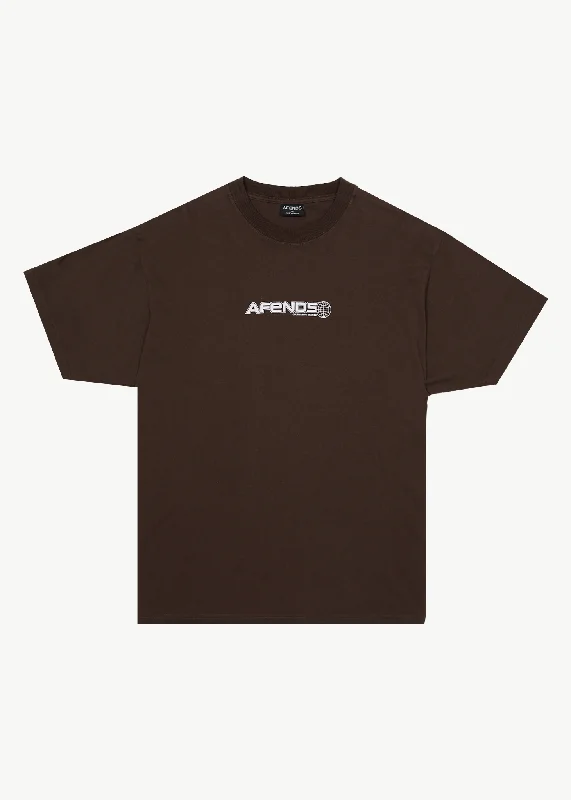 Men's distressed denim - look t - shirts with a rugged appealAFENDS Mens Pilot - Boxy T-Shirt - Coffee