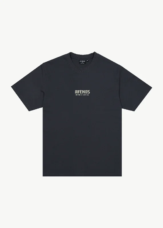 Men's long - sleeve henley t - shirts with button - down placketsAFENDS Mens Questions - Retro T-Shirt - Charcoal