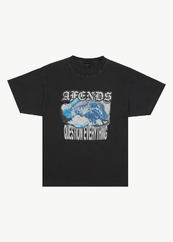 Men's ribbed t - shirts with a textured finish for added styleAFENDS Mens Return - Boxy T-Shirt - Stone Black