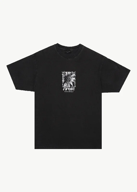 Men's moisture - wicking athletic t - shirts for intense workoutsAFENDS Mens Sunflower - Boxy T-Shirt - Stone Black