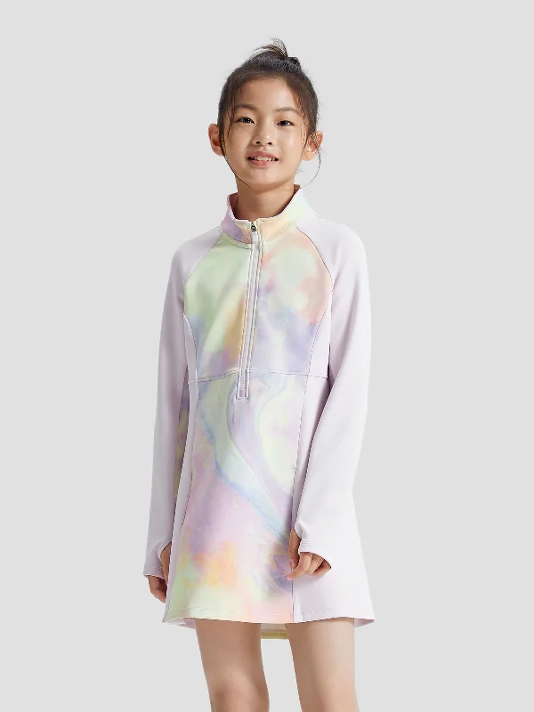 Men's long - sleeve henley t - shirts with button - down placketsAllover Print Half Zip Dress