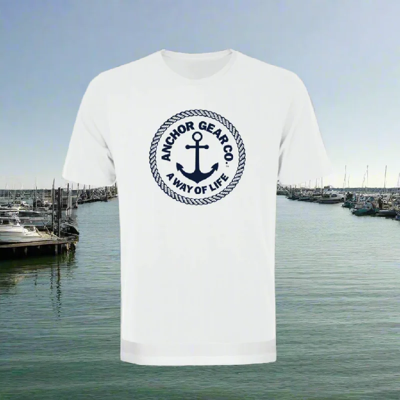 Men's smart - casual checkered t - shirts for semi - formal occasionsMen's Soft Tee - Anchor Gear Co. Logo: "A Way of Life"