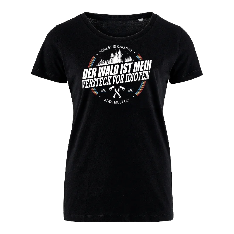 Men's thermal t - shirts with a high - neck design for cold weatherDER WALD IST MEIN VERSTECK - Bio Damen Shirt