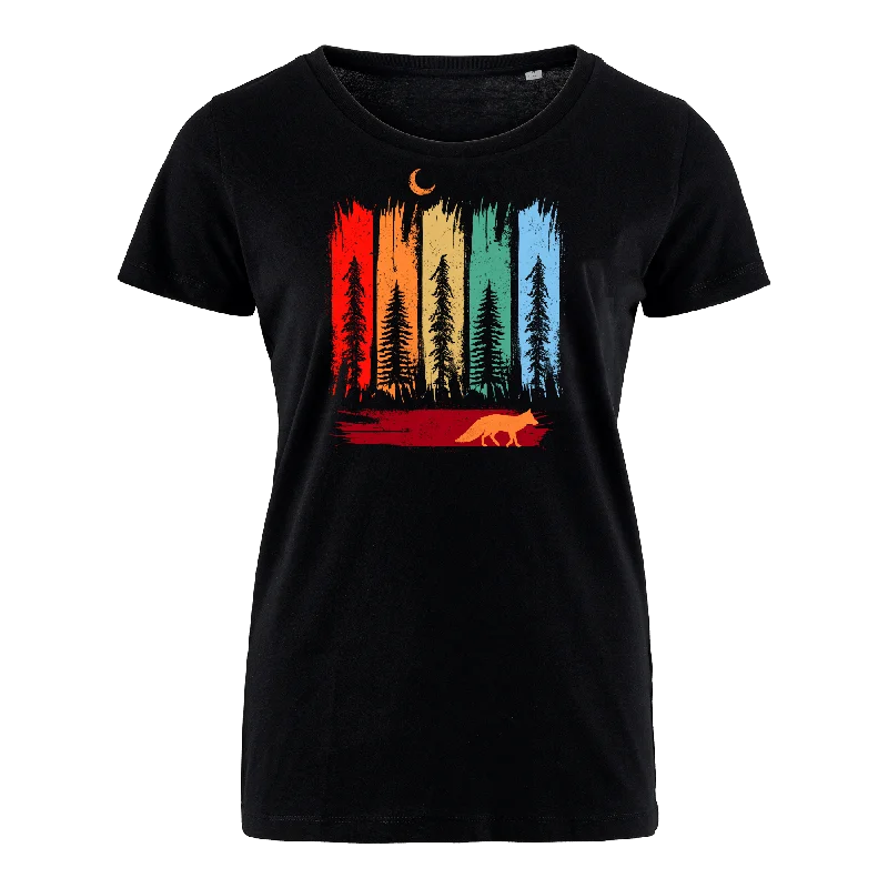 Men's button - front t - shirts with a unique artistic printFUCHS IM WALD BUNT - Bio Damen Shirt