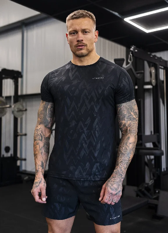 Men's tie - dye t - shirts with a bohemian styleGym King Debossed Peak Tee - Black