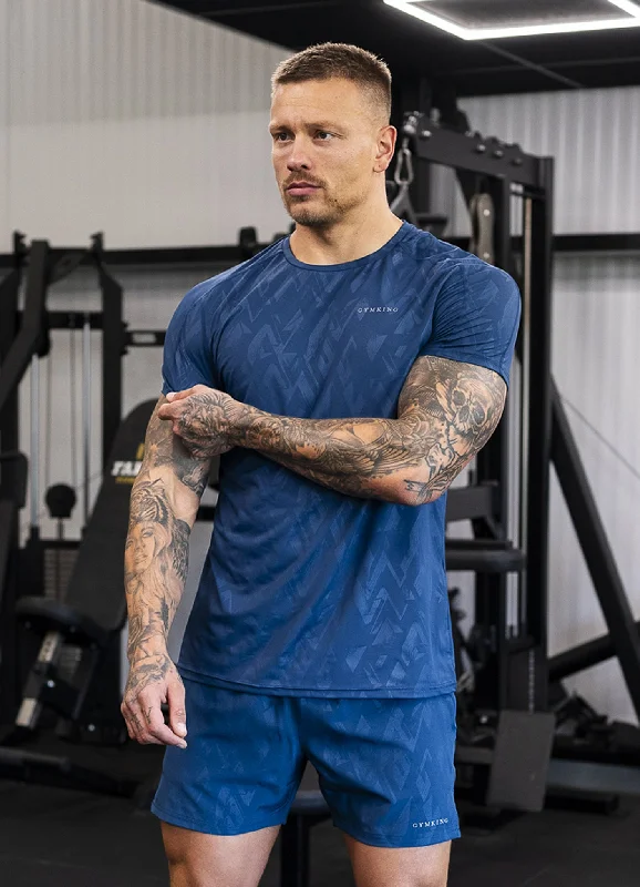 Men's UV - protection t - shirts for outdoor activities in the sunGym King Debossed Peak Tee - Deep Cobalt