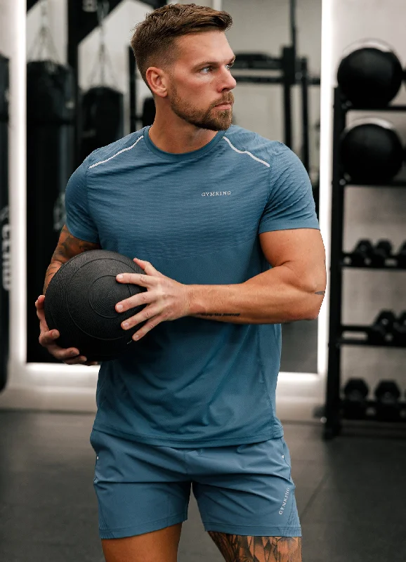 Men's UV - protection t - shirts for outdoor activities in the sunGym King Divergent Tee - Lake Blue