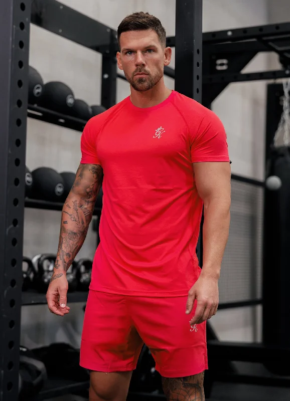 Men's lightweight performance t - shirts for running marathonsGym King Energy Tee - Hot Red