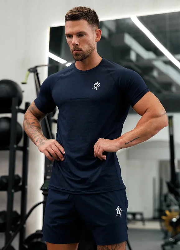 Men's slim - fit graphic t - shirts with vintage rock band printsGym King Energy Tee - Navy