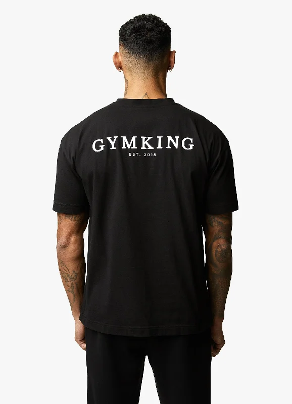 Men's v - neck muscle t - shirts for a body - building aestheticGym King Established Tee - Black