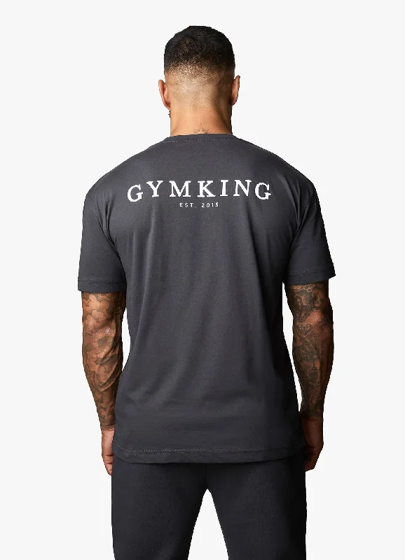 Men's tie - dye t - shirts with a bohemian styleGym King Established Tee - Dark Pewter
