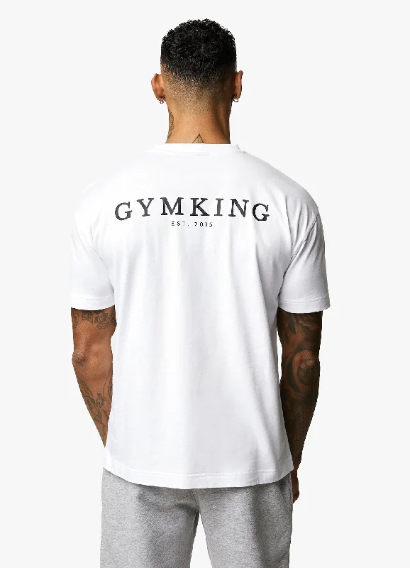 Men's plus - size pocket t - shirts with a classic lookGym King Established Tee - White