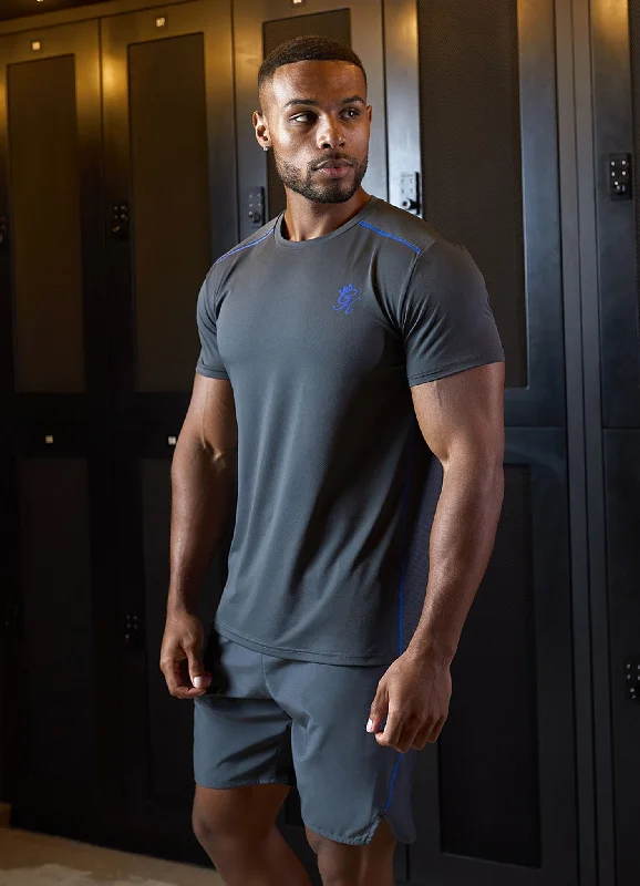 Men's ribbed t - shirts with a textured finish for added styleGym King Flex Tee - Oyster Grey