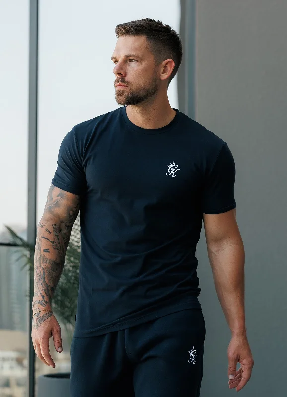 Men's moisture - wicking athletic t - shirts for intense workoutsGym King Fundamental Tee - Navy