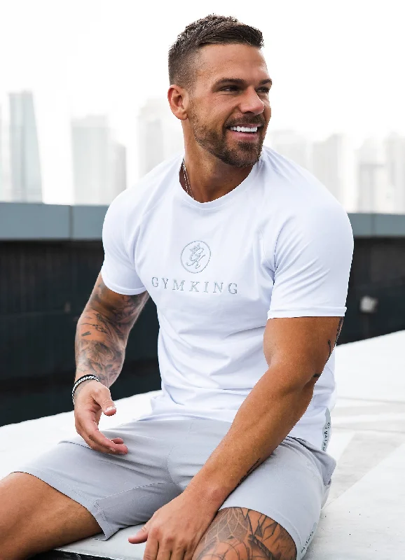 Men's thermal t - shirts with a high - neck design for cold weatherGym King Pro Logo Jersey Tee - White