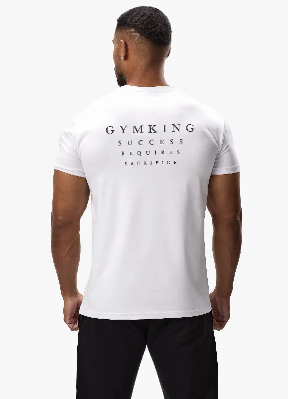 Men's distressed denim - look t - shirts with a rugged appealGym King Sacrifice Tee - White Men's distressed denim - look t - shirts with a rugged appealGym King Sacrifice Tee - White