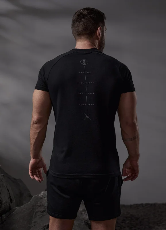Men's button - front t - shirts with a unique artistic printGym King Stoic Tee - Black