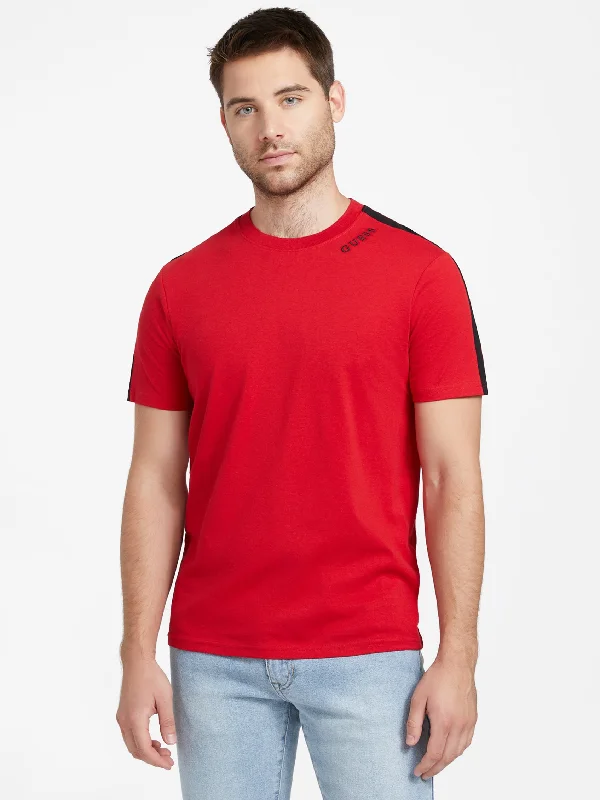 Men's button - front t - shirts with a unique artistic printJoey Contrast Stripe Tee