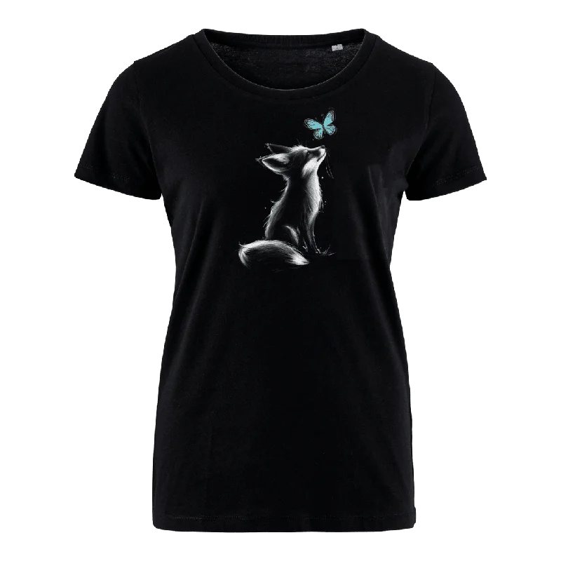 Men's distressed denim - look t - shirts with a rugged appealKleiner Fuchs und Schmetterling  - Bio Damen Shirt