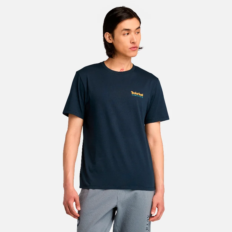 Men's distressed denim - look t - shirts with a rugged appealMen's Back Graphic Short Sleeve T-Shirt