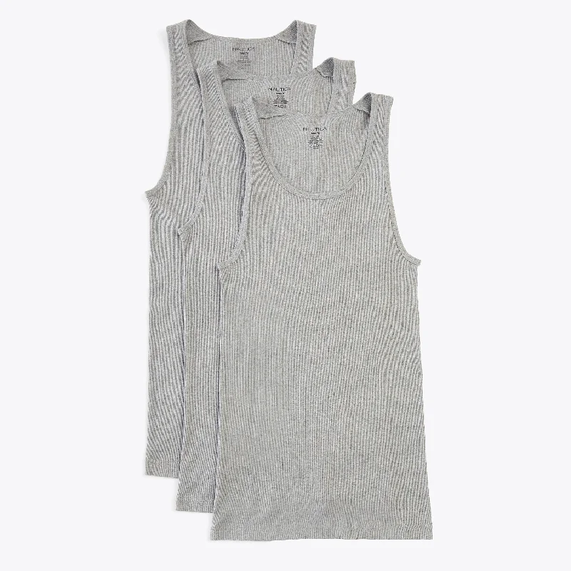 Men's distressed denim - look t - shirts with a rugged appealNautica Mens Ribbed Tanks, 3-Pack