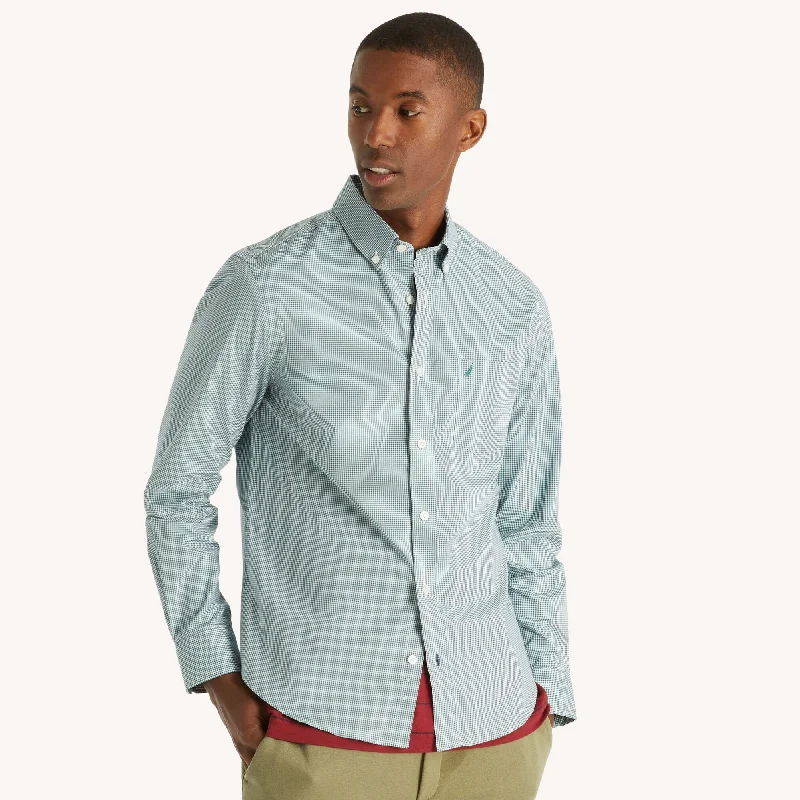 Men's v - neck muscle t - shirts for a body - building aestheticNautica Mens Slim Fit Wrinkle-Resistant Micro Gingham Shirt