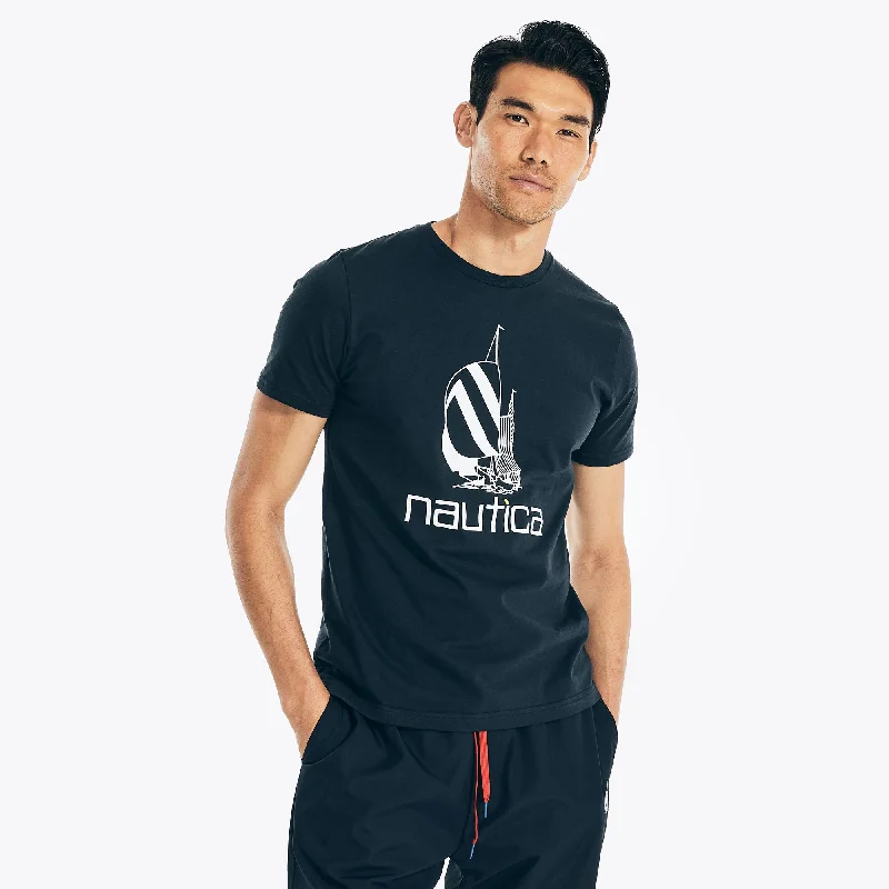 Men's button - front t - shirts with a unique artistic printNautica Mens Spinnaker Graphic T-Shirt