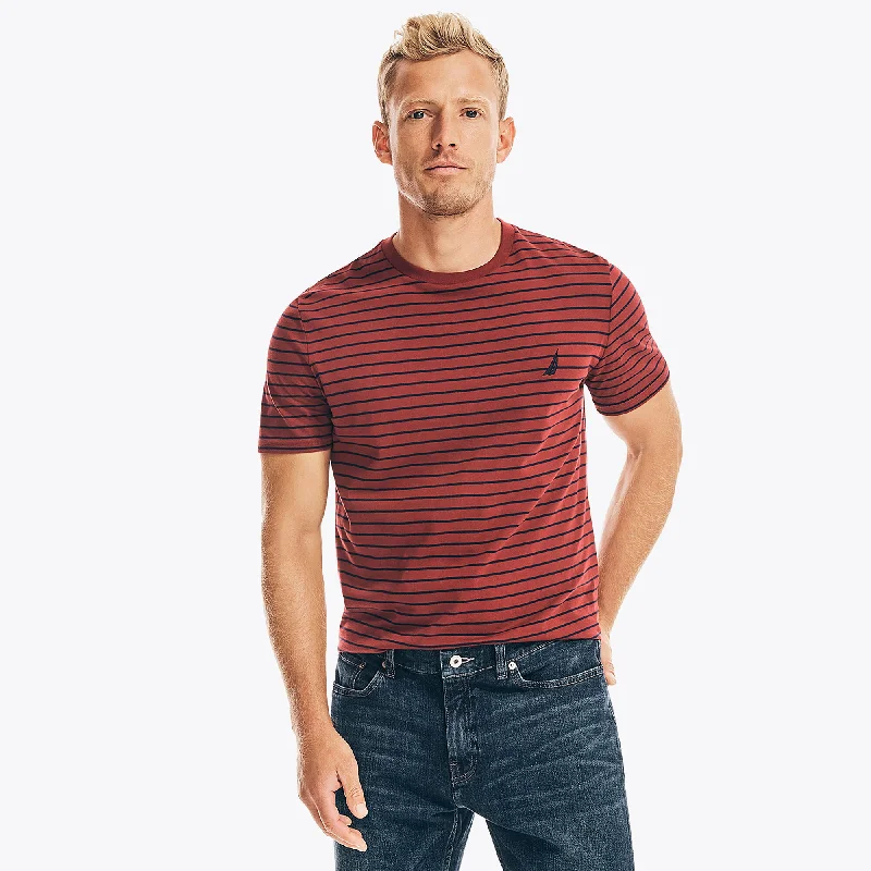 Men's lightweight performance t - shirts for running marathonsNautica Mens Striped Crewneck T-Shirt Men's lightweight performance t - shirts for running marathonsNautica Mens Striped Crewneck T-Shirt