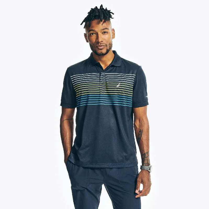 Men's tie - dye t - shirts with a bohemian styleNautica Mens Sustainably Crafted Navtech Striped Classic Fit Polo