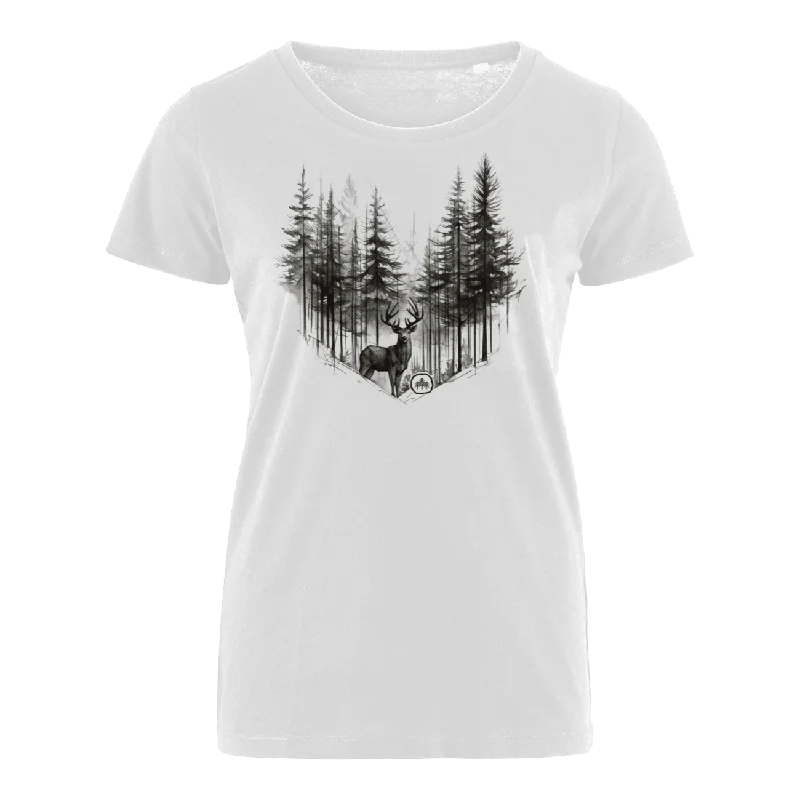 Men's button - front t - shirts with a unique artistic printNebelhirsch - Bio Damen Shirt Men's button - front t - shirts with a unique artistic printNebelhirsch - Bio Damen Shirt